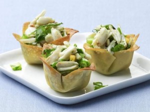 Crab Salad in Crisp Wonton Cups