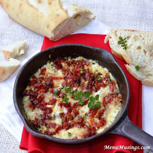 Baked Brie Dip with Sun Dried Tomatoes and Thyme
