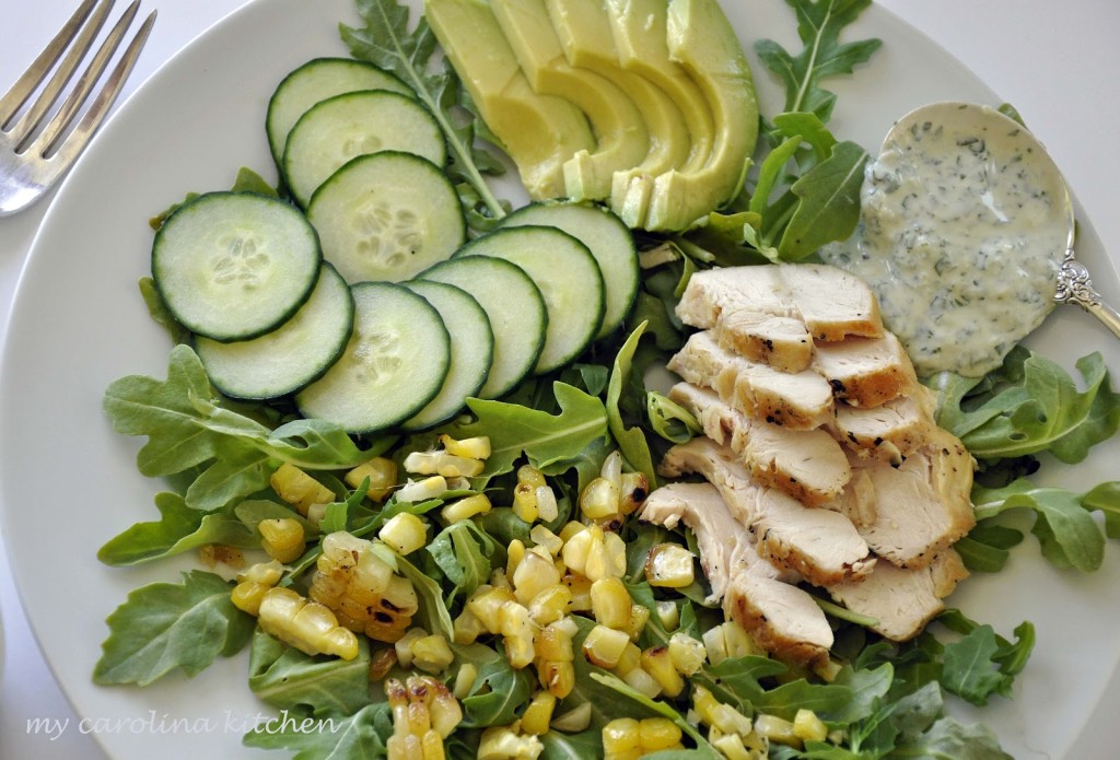 Green on green salad with corn 014